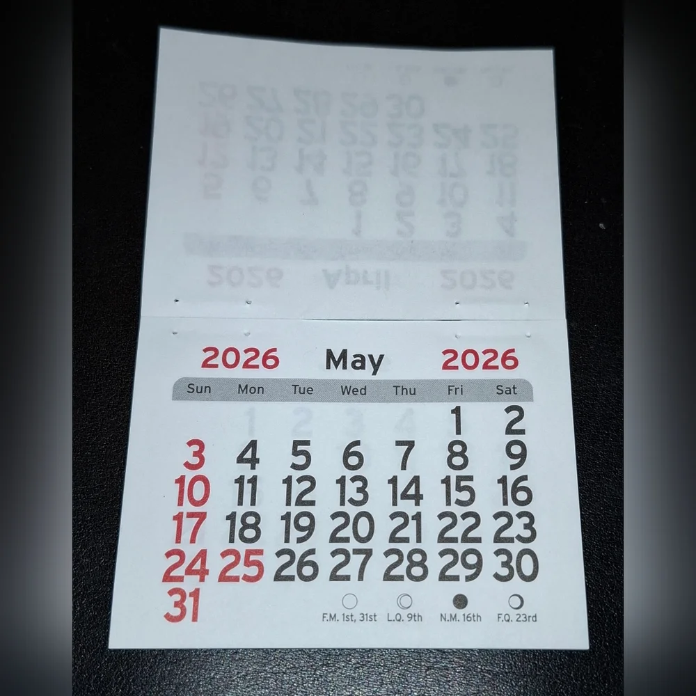(5) Mini Stick on 2026 Calendars Small Peel and Stick Monthly Calendar Adhesive.
